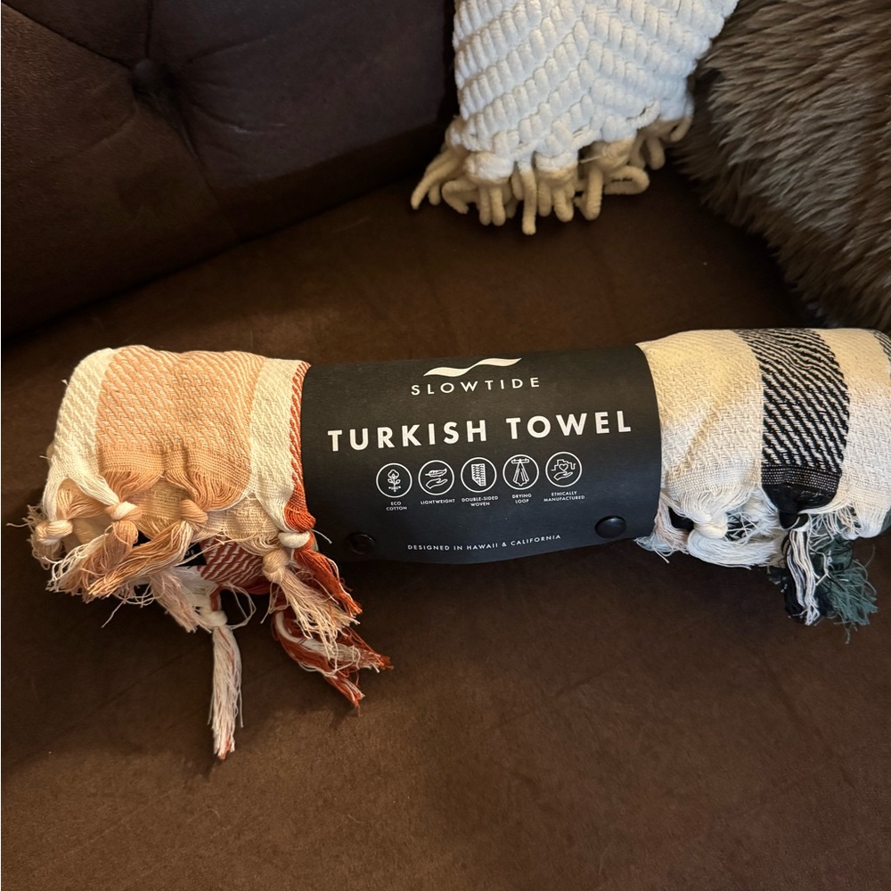 Turkish Towel - Cream and Orange